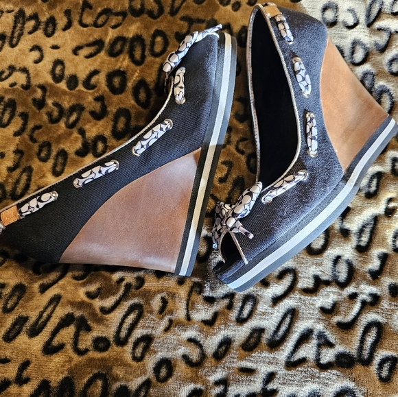 coach sandals 7.5 Coach Thalia Black & White Denin - Picture 4 of 11